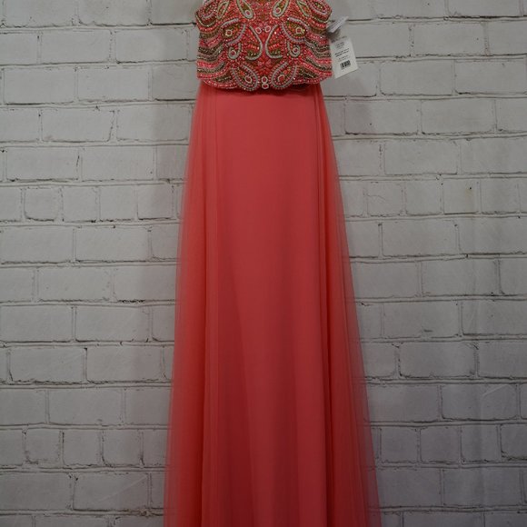 Sherri Hill Coral 2 Piece Gown Size 6 - Picture 2 of 12